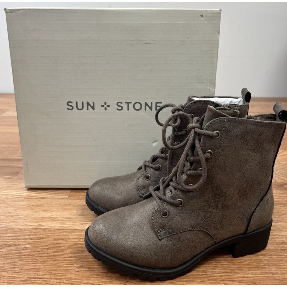 Sun + Stone Little Girls Frankie Boots, Brown Size 12 Zip Sides NEW